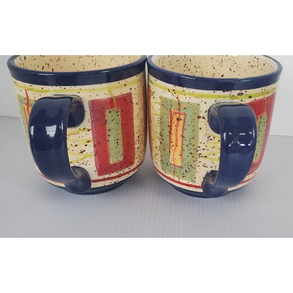 2 Pfaltzgraff SEDONA Stoneware Coffee Soup Mugs Spatter Colorful Hand Painted - Picture 7 of 7